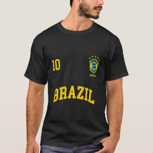 Brasiliens T Shirt Number 10 Brasilianskt fotbolls