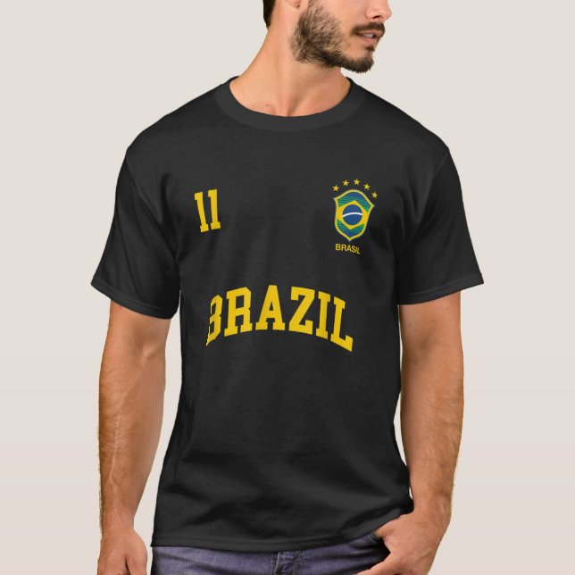 Brasiliens TShirt nummer 11 Brasilianskt fotbollsl T Shirt (Framsida)