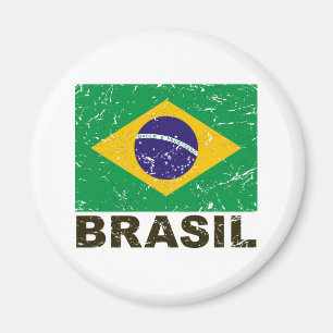 Brasiliens Vintage Flagga Magnet