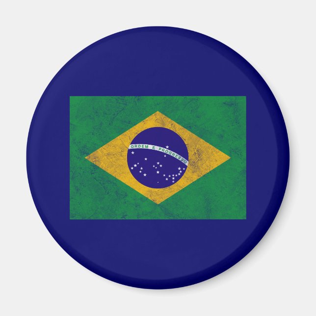 Brasiliens Vintage Flagga Magnet (Framsidan)