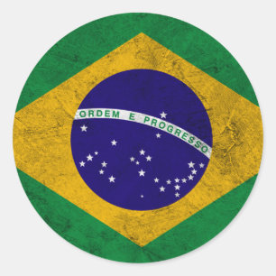 Brasiliens Vintage Flagga Runt Klistermärke