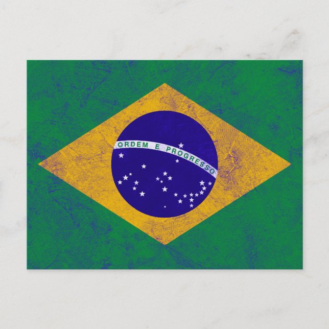 Brasiliens Vintage Flagga Vykort (Framsida)