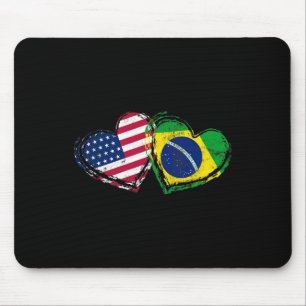 Brasiljämtsk Flagg Hjärtat Brasiliansk Amerikansk Musmatta
