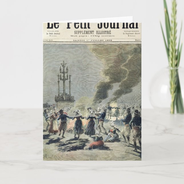 Brasor tände för att fira sommarsolsticen in kort (Framsida)