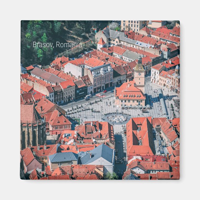 Brasov, Rumänien cityscape-foto Magnet (Framsidan)