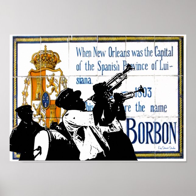 Brass Band Bourbon St Tile Mural Poster (Framsidan)