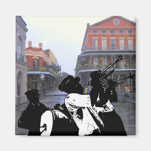 Brass Band Fransk Quarter New Orleans Magnet
