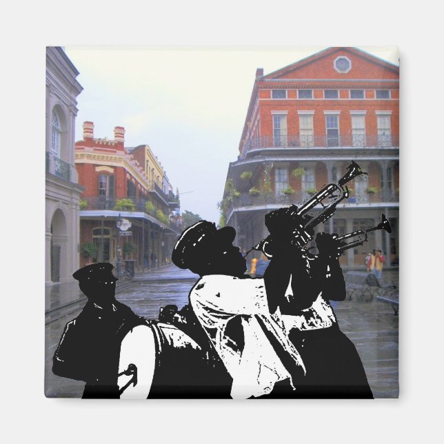 Brass Band Fransk Quarter New Orleans Magnet (Framsidan)
