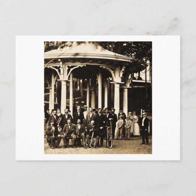 Brass Band vid Saratoga Vår, New York ca 1860-tale Vykort (Framsida)
