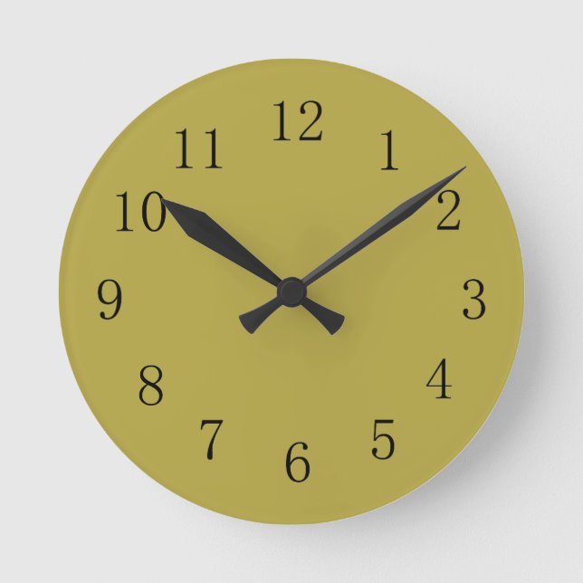 Brass Grönt Earth Tone Färg Wall Clock Rund Klocka (Framsida)