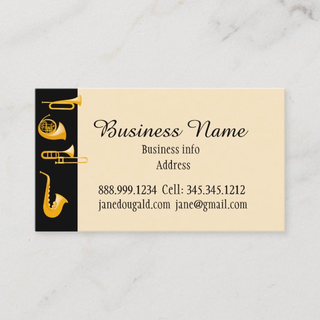 Brass Instruments Musician Business Visitkort (Framsida)