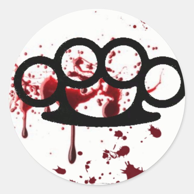 Brass Knuckle Stickers Runt Klistermärke (Framsida)