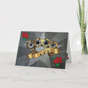Brass Knuckles Tattoo PAPPA Greeting Card Kort