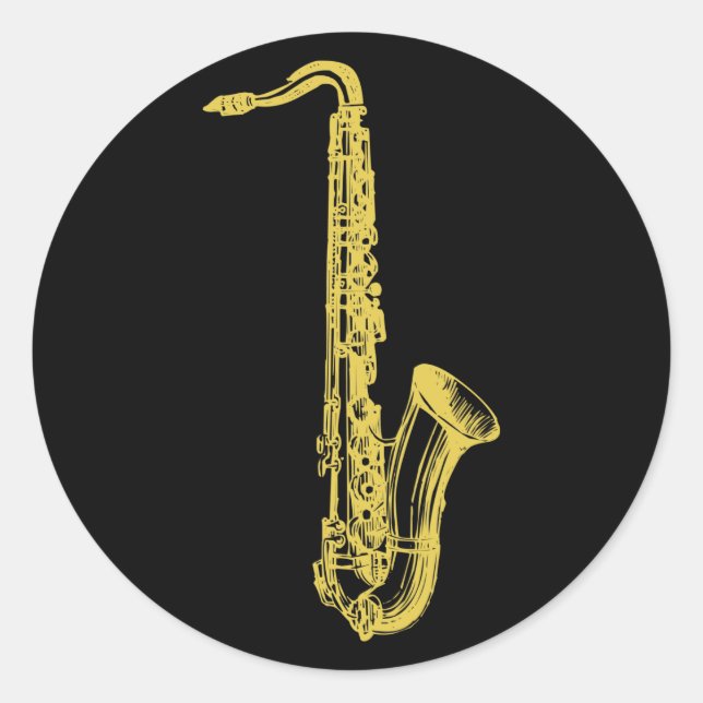 Brass Sax Runt Klistermärke (Framsida)