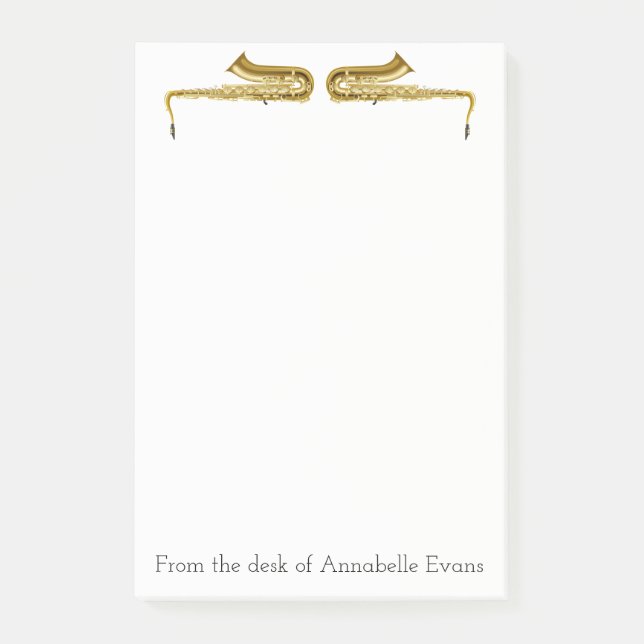 Brass Saxophones Personalize Post-it Block (Framsida)