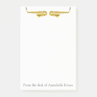 Brass Saxophones Personalize Post-it Block