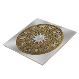 Brass Zodiac Wheel Kakelplatta