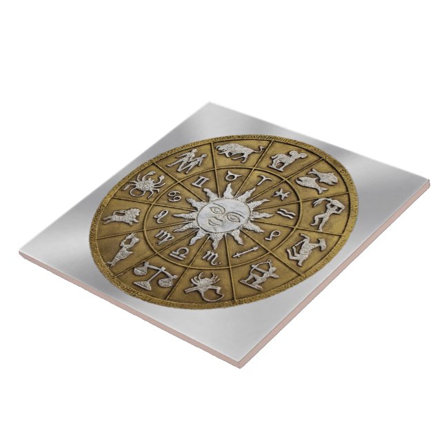 Brass Zodiac Wheel Kakelplatta (Sidan)