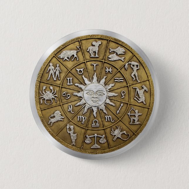 Brass Zodiac Wheel Knapp (Framsida)