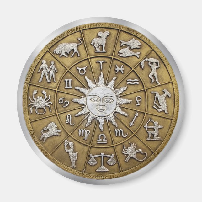 Brass Zodiac Wheel Magnet (Framsidan)