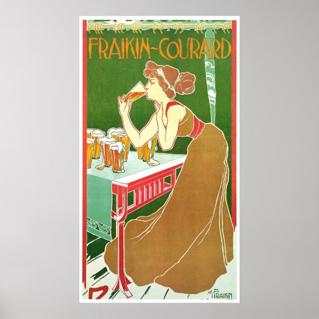 Brasserie Fraikin Courard 1900 ~ Vintage annons Poster (Framsidan)