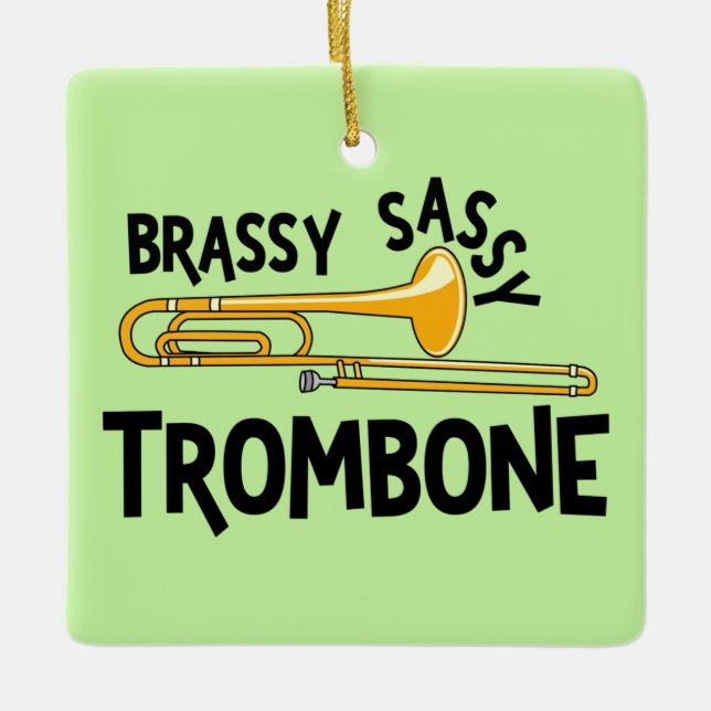 Brassy Sassy Trombone Julgransprydnad Keramik (Framsida)