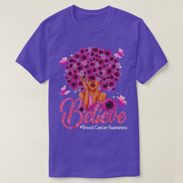 Brast Cancer Awareness Black Woman Warrior Suppor T Shirt (Design framsida)