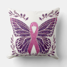 Brast Cancer Awareness Butterfly Blommigt Gräns
