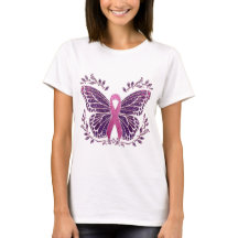 Brast Cancer Awareness Butterfly Blommigt Gräns