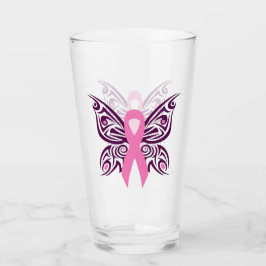 Brast Cancer Awareness Butterfly Glaskopp