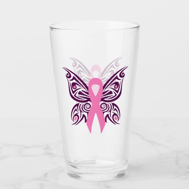 Brast Cancer Awareness Butterfly Glaskopp (Framsida)