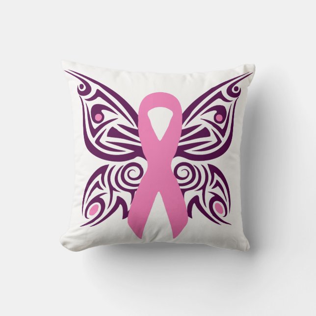 Brast Cancer Awareness Butterfly Kudde (Framsida)