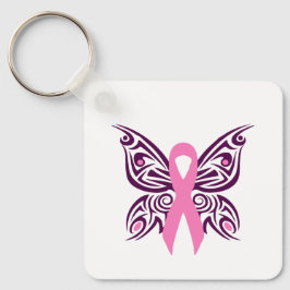 Brast Cancer Awareness Butterfly Nyckelring