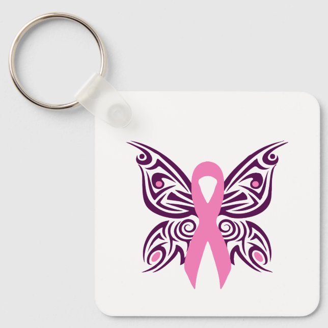 Brast Cancer Awareness Butterfly Nyckelring (Framsida)