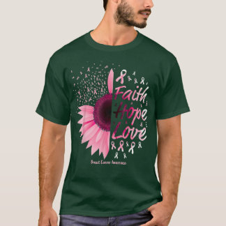 Brast Cancer Awareness Christian Faith Hope Kärlek T Shirt