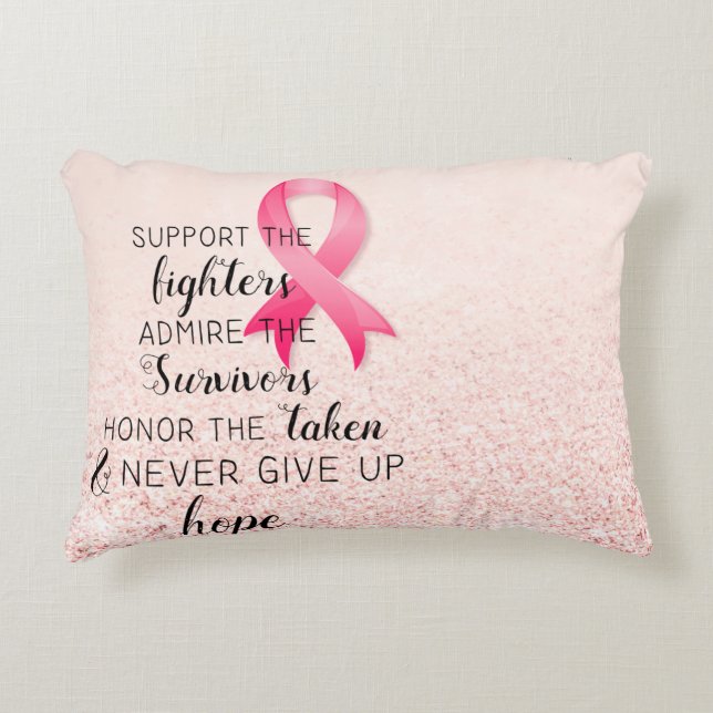 Brast Cancer Awareness Hope Inspirational Quote Prydnadskudde (Framsidan)