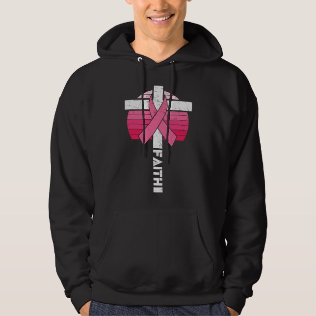 Brast Cancer Awareness Hope Strength Christian Hoodie (Framsida)