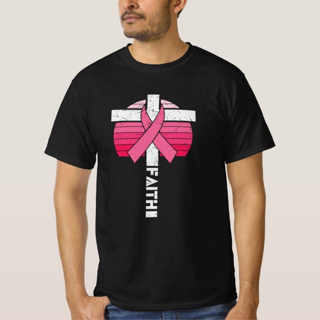 Brast Cancer Awareness Hope Strength Christian T Shirt (Framsida)