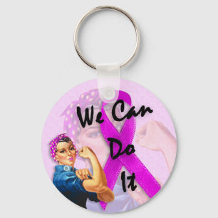 Brast Cancer Awareness Month, Rosie the Riveter Nyckelring