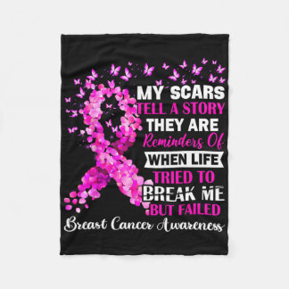 Brast Cancer Awareness Survivor My Scar Berätta fö Fleecefilt