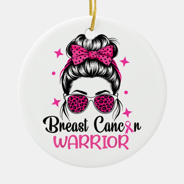 Brast Cancer Awareness Warrior Julgransprydnad Keramik (Framsidan)