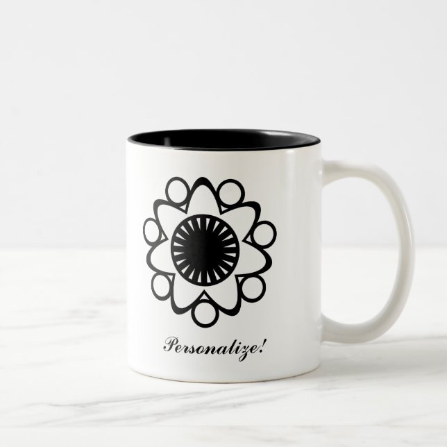 Brast med Life Flower Mugg, svart Två-Tonad Mugg (Höger)