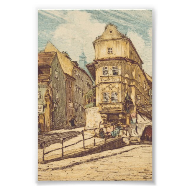 Bratislava av Richard Lux Century Färgad Etsning Fototryck (Framsidan)