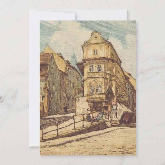 Bratislava by Richard Lux Century Colored Etching Inbjudningar (Framsida)