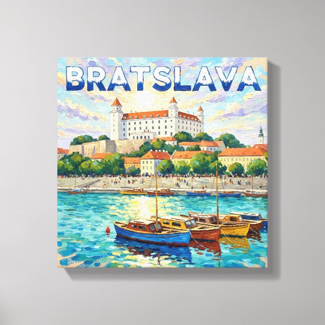 Bratislava Castle Waterfront Canvas Art (Framsida)