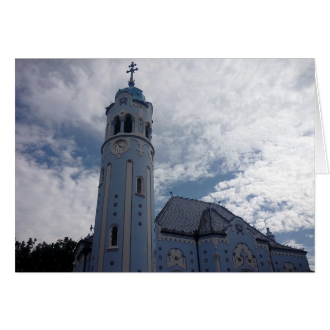 Bratislava kyrkblått hälsningskort (Framsidan Horizontal)