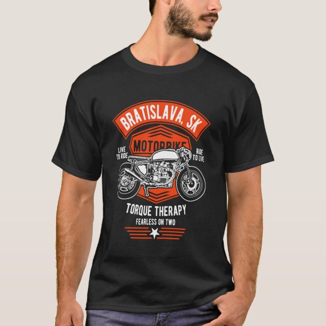 Bratislava SK Retro Motorcykel Design T Shirt (Framsida)