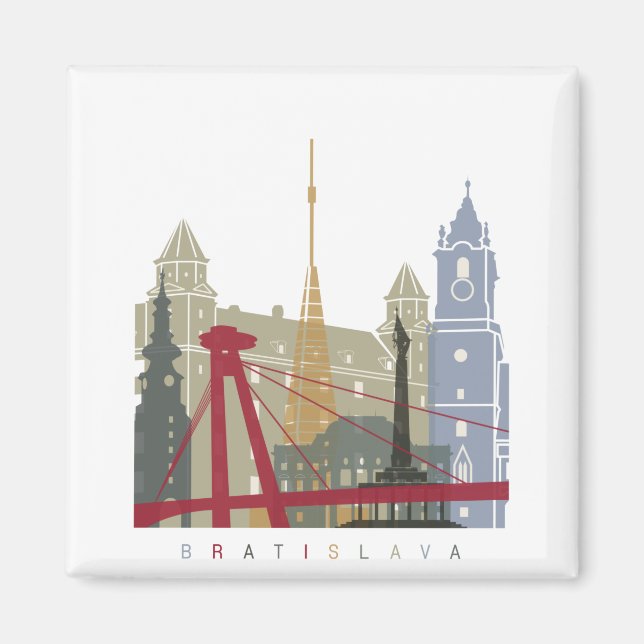 Bratislava-skylin poster magnet (Framsidan)