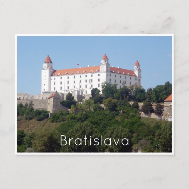 Bratislava-slott vit vykort (Framsida)