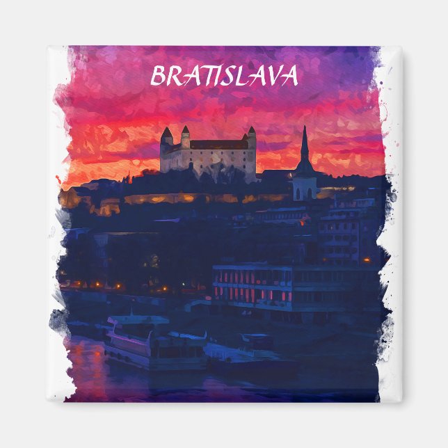 Bratislava Slovakia Night City View Magnet (Framsidan)